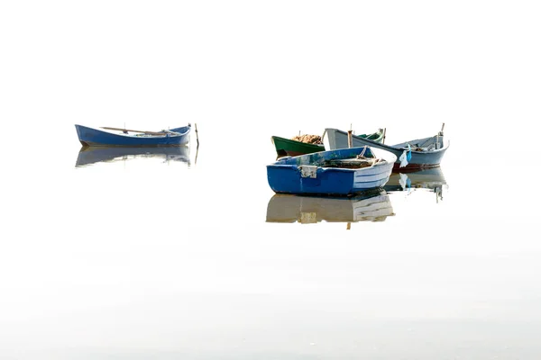 Vissersboten vliegen op het water. — Stockfoto