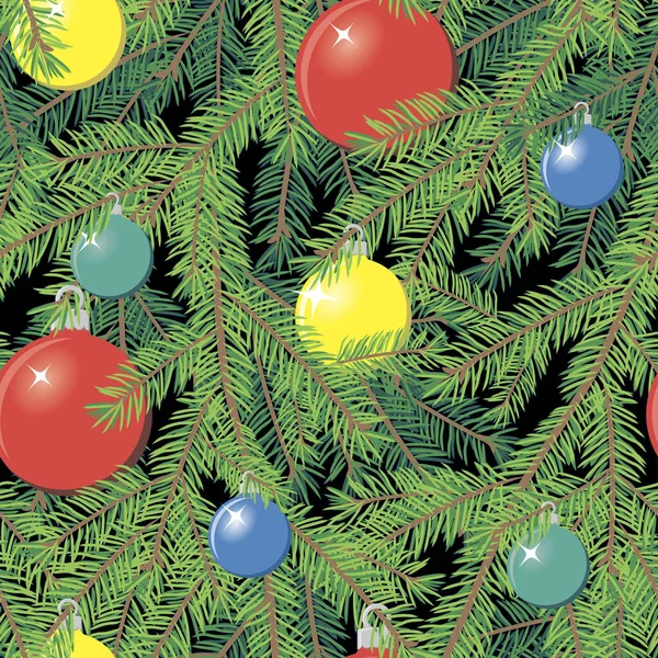 Julgransgren Med Julbollar Sömlöst Mönster Vektorillustration — Stock vektor