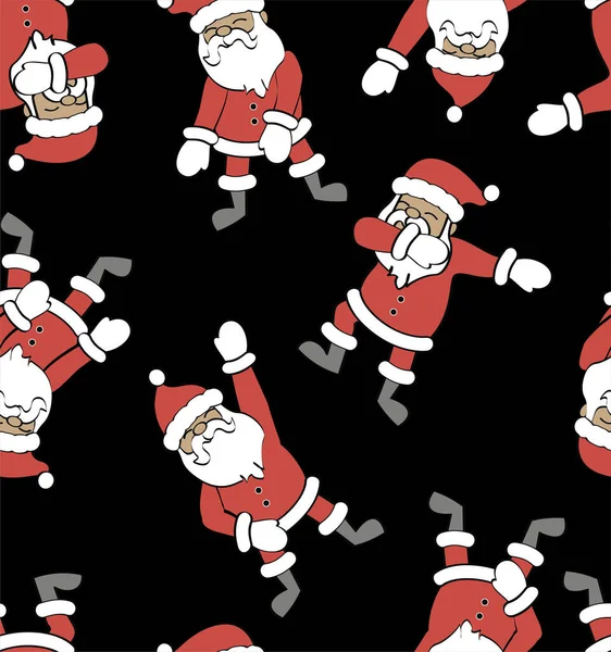 Grappige Cartoon Kerstman Dansend Hip Hop Stijl Kerstmis Naadloos Patroon — Stockvector