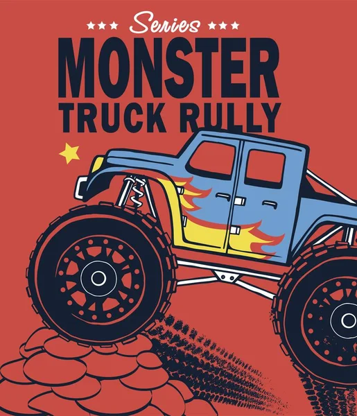 Monster Truck Car Impresión Para Camiseta Blac Bsckground — Archivo Imágenes Vectoriales