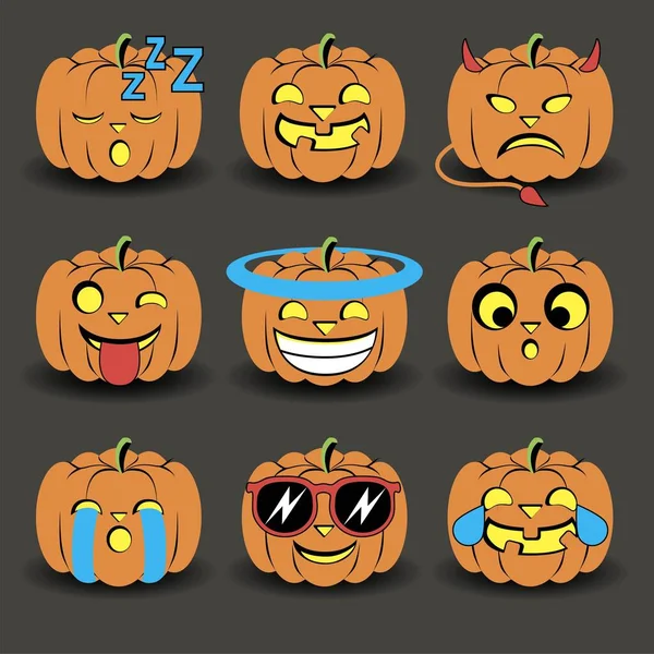 Emozioni Della Zucca Sono Pronte Illustrazione Vettoriale Halloween — Vettoriale Stock