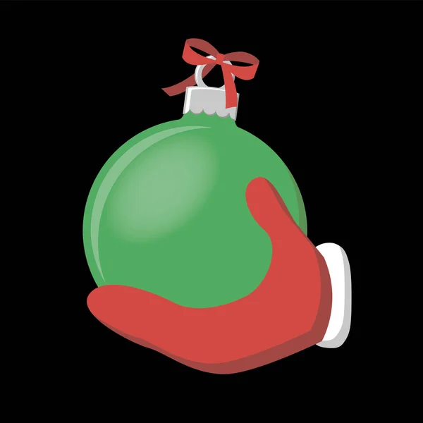 Weihnachtskugel Der Hand Des Weihnachtsmanns Weihnachtsvektorillustration — Stockvektor