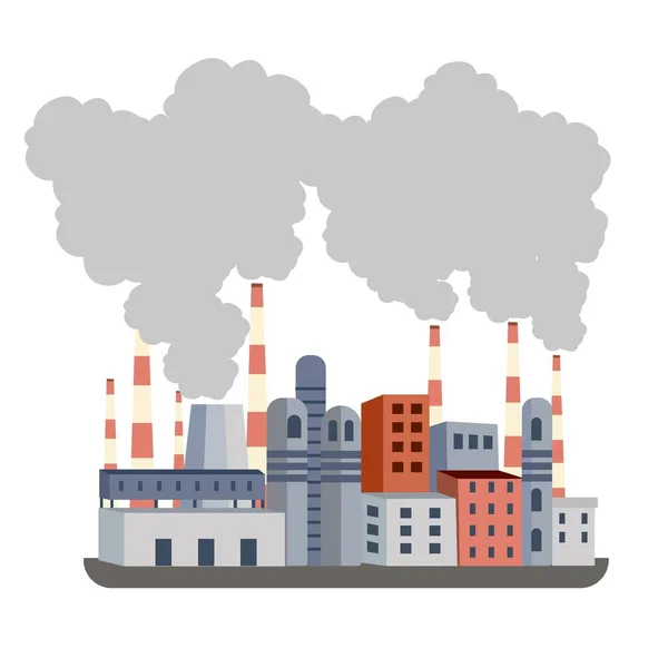 Luftverschmutzung Ökologiekonzept Industrie Fabrik Vektor Industrieschornstein Verschmutzung Mit Rauch Der — Stockvektor