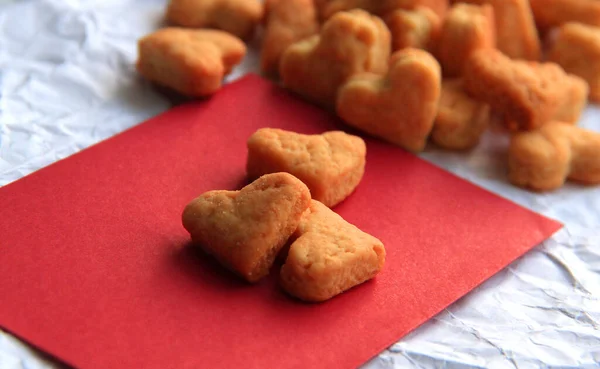 Delicious Mini Cookies Lovers Wedding Day Valentine Day — Stock Photo, Image