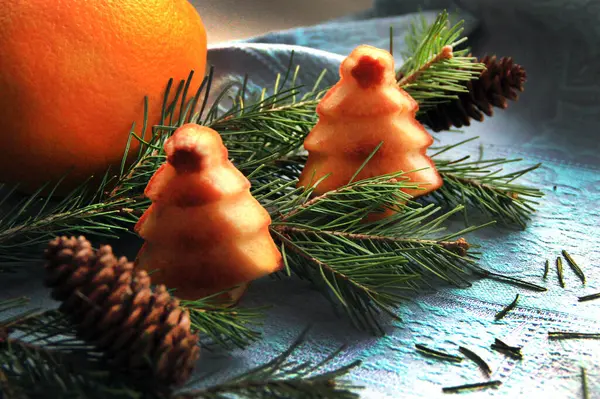 Delikátní Lahodné Pomerančové Muffiny Podobě Vánočního Stromku — Stock fotografie