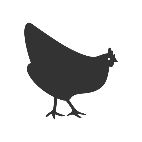 Silhouette Poulet Volaille Icône Plate Illustration Vectorielle — Image vectorielle