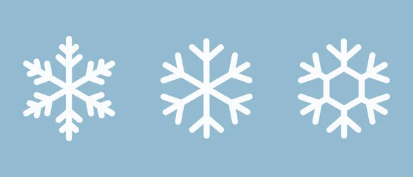 Conjunto Simples Copos Nieve Ilustración Vectorial — Vector de stock