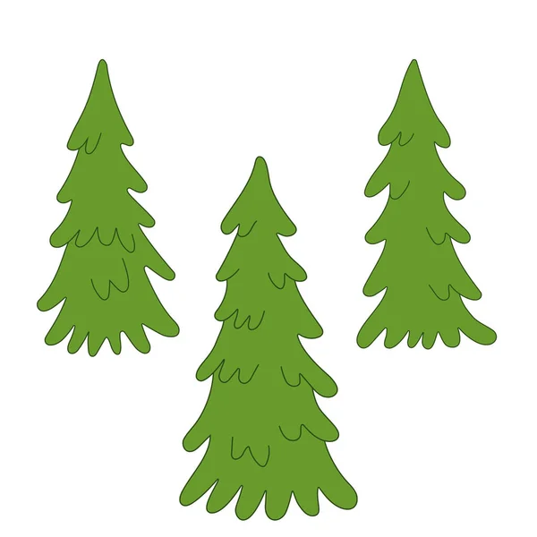 Conjunto Árboles Navidad Árboles Verdes Coníferas Ilustración Vectorial — Vector de stock