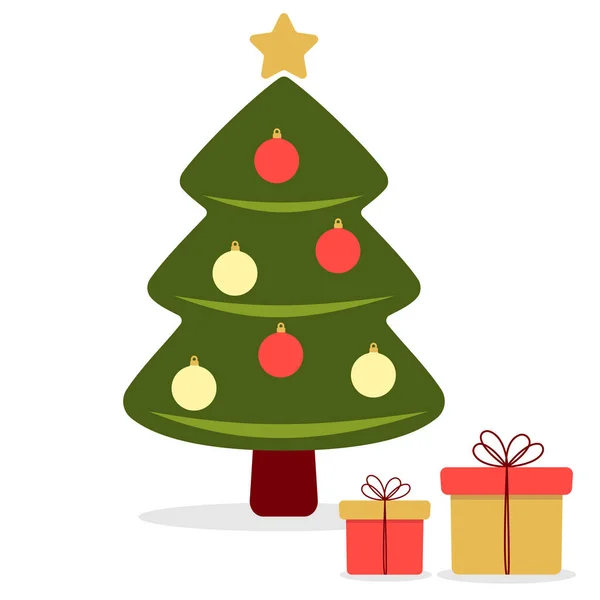 Kerstboom Cadeaus Vectorillustratie — Stockvector