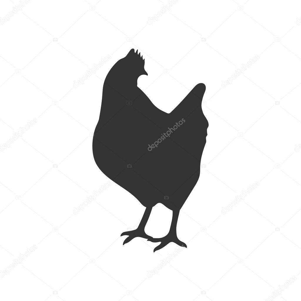 Chicken silhouette, poultry, flat icon. Vector illustration.