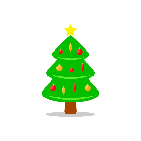 Kerstboom Een Witte Achtergrond Vectorillustratie — Stockvector