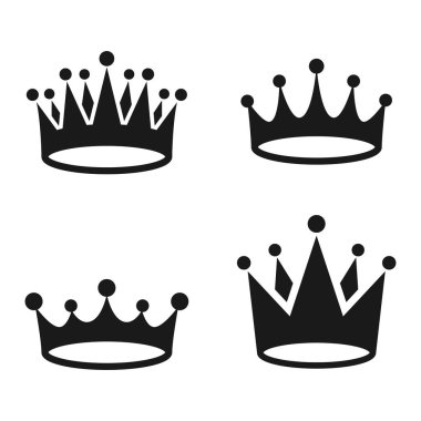 Crown set simge logo vektör illüstrasyonu.