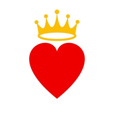 Kalp taç sembolü düz ikon vektör çizimi.