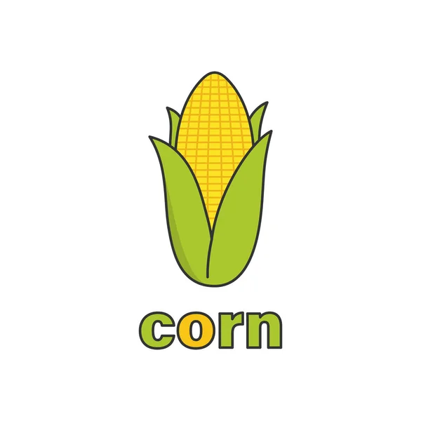 Maïs Gouden Pictogram Logo Mooie Vector Illustratie — Stockvector
