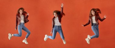 Gülümseyen, genç, esmer ve mutlu bir kadınla kolaj..