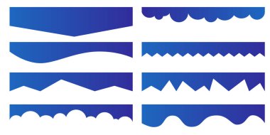 Web sitesi sayfaları için soyut eğri ve dalga bölücü unsurlar, iş veya uygulama arayüzü tasarımı için pürüzsüz vektör çizgileri olan modern bir başlık ve dipnot düzeni oluşturur. Vektör illüstrasyonu