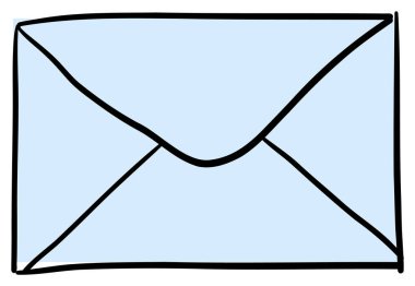 El çizimi kapalı zarf karalama stili e-posta ileti vektör çizimi. Vektör illüstrasyonu