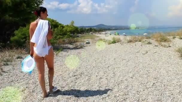 Bella spiaggia di mare sabbioso — Video Stock