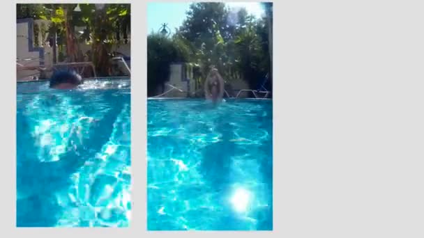 Tauchen im privaten Pool, — Stockvideo