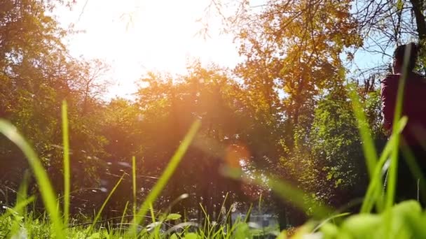 Le mouvement lent de courir dans une nature — Video