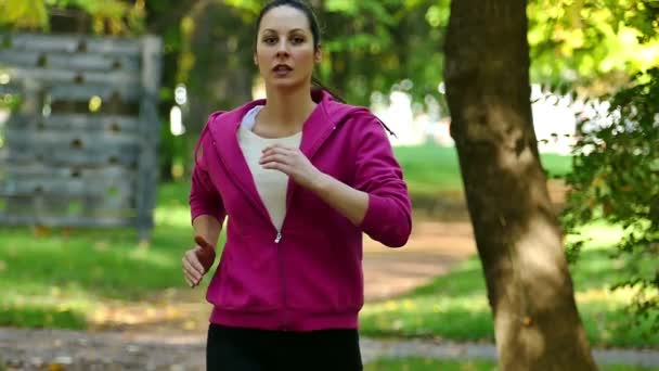 Le mouvement lent de courir dans une nature — Video