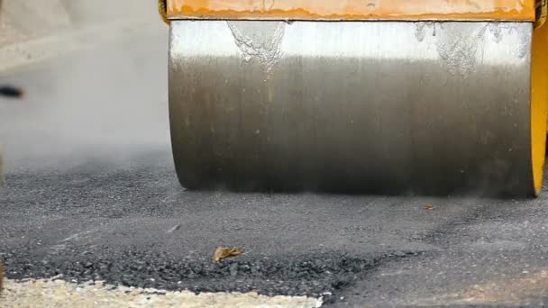 Building a New Road with Road Repair in Slow Motion — Stock Video