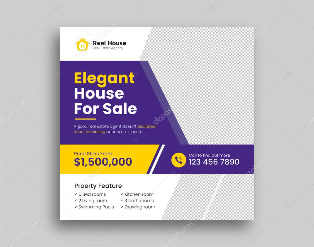 Real estate home sale social media Post and web banner template