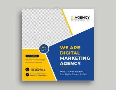 Dijital pazarlama sosyal medya paylaşımı ve web pankartı şablonu