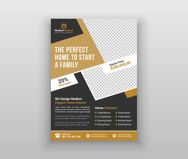 Onroerend Goed Business Flayer Poster Brochure Omslag Ontwerp Template — Stockvector