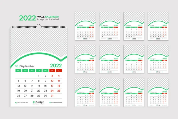 Stock vector Wall calendar 2021. Yearly planner with all months. School and company schedule.