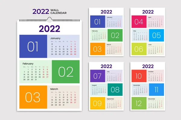 Calendario Parete 2021 Pianificatore Annuale Con Tutti Mesi Orario Scolastico — Vettoriale Stock