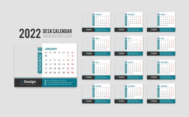 Şirket için 2022 masa takvimi planlama şablonu, tasarım haftası Pazartesi başlıyor