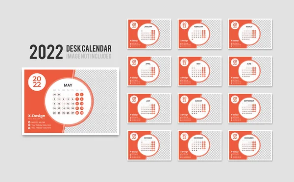 2022 Desk Calendar Planner Set Template Corporate Company Design Week — Stock Vector