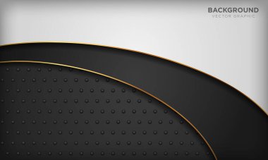 Siyah-beyaz arka plan, koyu metal dokusunda altın çizgi elementi. Modern lüks arka plan.