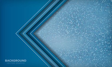 Mavi kare parıltılı noktalar üzerinde üst üste binen modern mavi arkaplan. Teknoloji konsepti. Vektör illüstrasyonu.