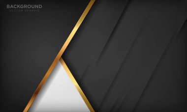 Altın elementli modern beyaz ve siyah lüks arka plan. Vektör illüstrasyonu.