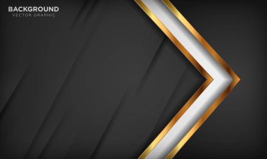 Altın elementli modern beyaz ve siyah lüks arka plan. Vektör illüstrasyonu.