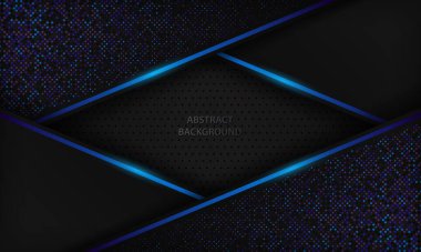 Mavi ve mor parıltılı koyu soyut arka plan nokta elementi. Modern siyah arka plan. Vektör illüstrasyonu.