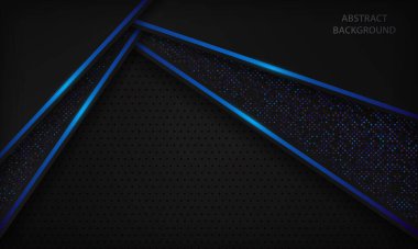 Mavi ve mor parıltılı koyu soyut arka plan nokta elementi. Modern siyah arka plan. Vektör illüstrasyonu.