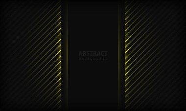Soyut koyu arkaplan. Çizgili desenli ve sarı ışık elementli doku. Modern teknoloji tasarım şablon arka planı.