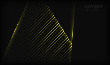 Soyut koyu arkaplan. Çizgili desenli ve sarı ışık elementli doku. Modern teknoloji tasarım şablon arka planı.