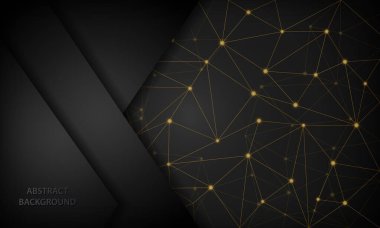 Zarif bir siyah arkaplan. Altından parlak, düşük polimerli doku. Modern teknoloji kavramı.