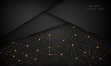 Zarif bir siyah arkaplan. Altından parlak, düşük polimerli doku. Modern teknoloji kavramı.