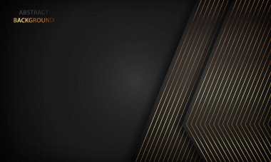 Altın çizgileri olan siyah soyut bir arkaplan. Modern lüks konsept.