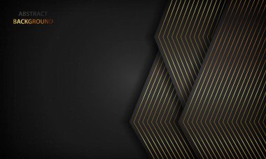 Altın çizgileri olan siyah soyut bir arkaplan. Modern lüks konsept.