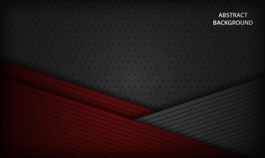 Karanlık arka plan. Geometrik çizgili siyah ve kırmızı arkaplan. Vektör şirket geçmişi. Kağıt konsepti. Modern tasarım şablonu.