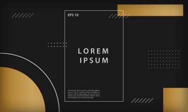 Geometrik şekilli, soyut siyah ve altın arkaplan. Modern trend minimal vektör tasarım şablonu.