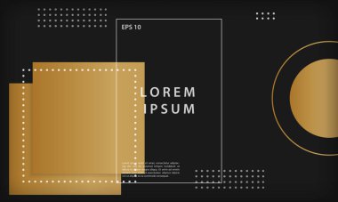 Geometrik şekilli, soyut siyah ve altın arkaplan. Modern trend minimal vektör tasarım şablonu.