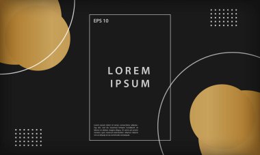 Geometrik şekilli, soyut siyah ve altın arkaplan. Modern trend minimal vektör tasarım şablonu.