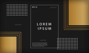 Geometrik şekilli, soyut siyah ve altın arkaplan. Modern trend minimal vektör tasarım şablonu.